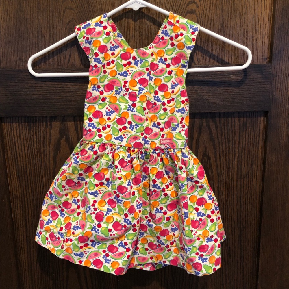 Vintage Kids OshKosh Fruit Print Crossback Dress 2T